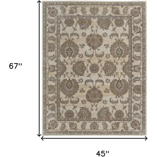 Tan Ivory And Brown Power Loom Area Rug Photo 4