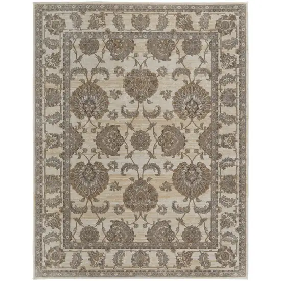 Tan Ivory And Brown Power Loom Area Rug Photo 1