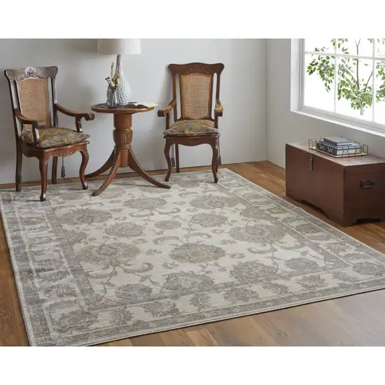 Tan Ivory And Brown Power Loom Area Rug Photo 2