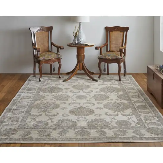 Tan Ivory And Brown Power Loom Area Rug Photo 3