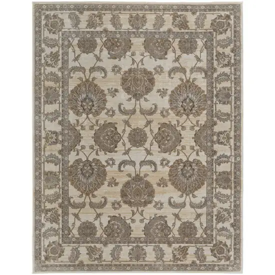 Tan Ivory And Brown Power Loom Area Rug Photo 1