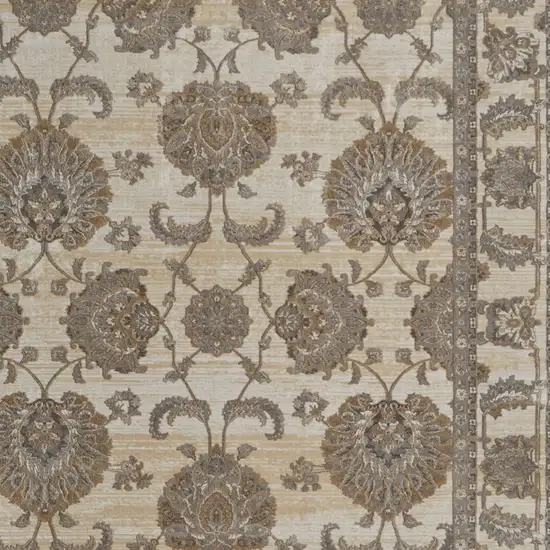 Tan Ivory And Brown Power Loom Area Rug Photo 3