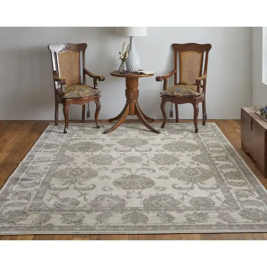 Tan Ivory And Brown Power Loom Area Rug Photo 7