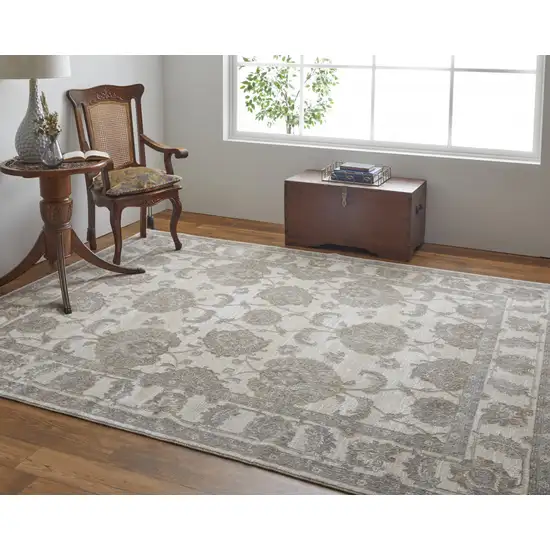 Tan Ivory And Brown Power Loom Area Rug Photo 8