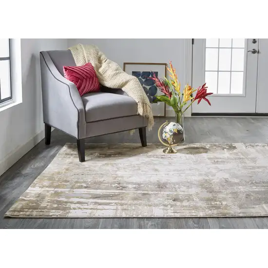 Tan Ivory And Gray Abstract Area Rug Photo 1