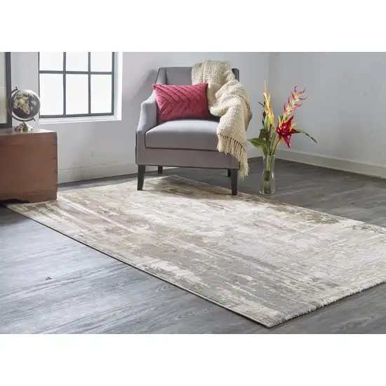 Tan Ivory And Gray Abstract Area Rug Photo 8