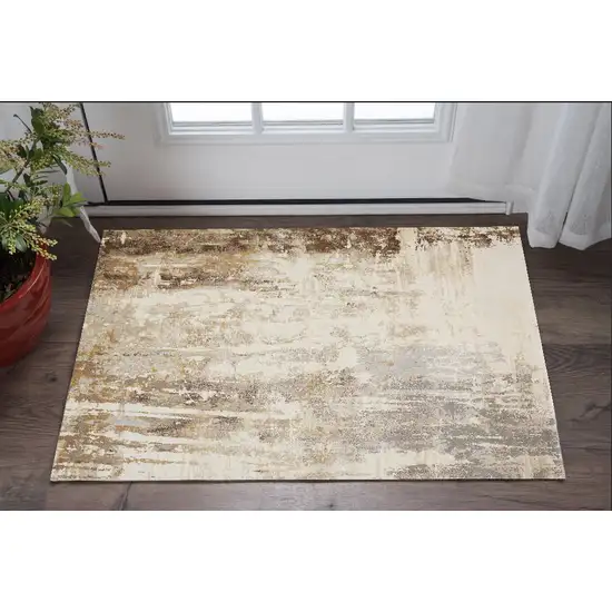 Tan Ivory And Gray Abstract Area Rug Photo 1