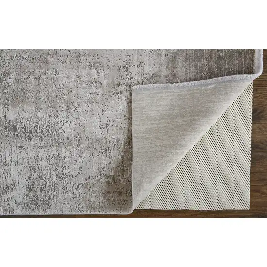 Tan Ivory And Gray Abstract Power Loom Distressed Area Rug With Fringe Photo 4