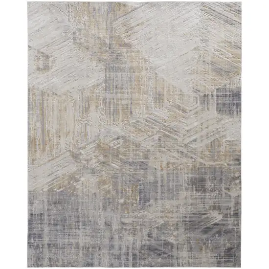 Tan Ivory And Gray Abstract Power Loom Distressed Area Rug Photo 1