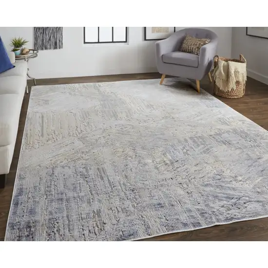 Tan Ivory And Gray Abstract Power Loom Distressed Area Rug Photo 7