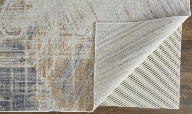 Tan Ivory And Gray Abstract Power Loom Distressed Area Rug Photo 4