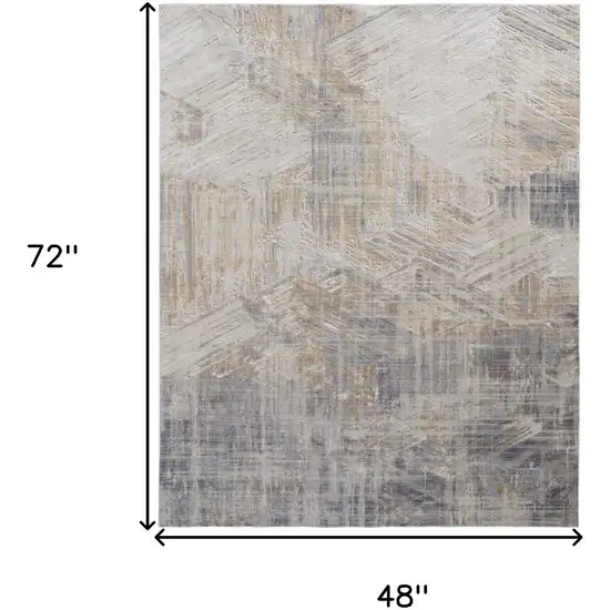 Tan Ivory And Gray Abstract Power Loom Distressed Area Rug Photo 10