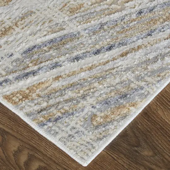 Tan Ivory And Gray Abstract Power Loom Distressed Area Rug Photo 3