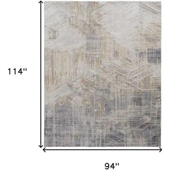 Tan Ivory And Gray Abstract Power Loom Distressed Area Rug Photo 10