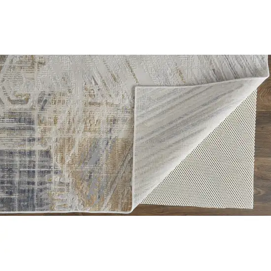 Tan Ivory And Gray Abstract Power Loom Distressed Area Rug Photo 4