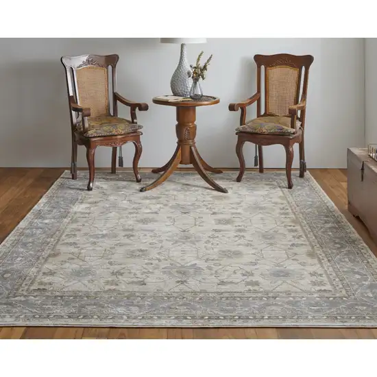 Tan Ivory And Gray Power Loom Area Rug Photo 8