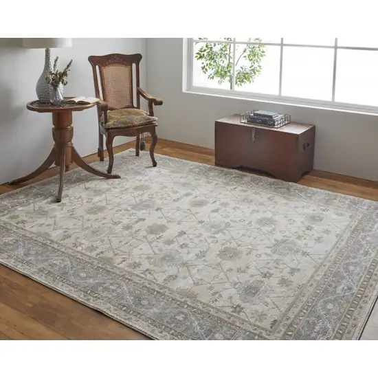 Tan Ivory And Gray Power Loom Area Rug Photo 9