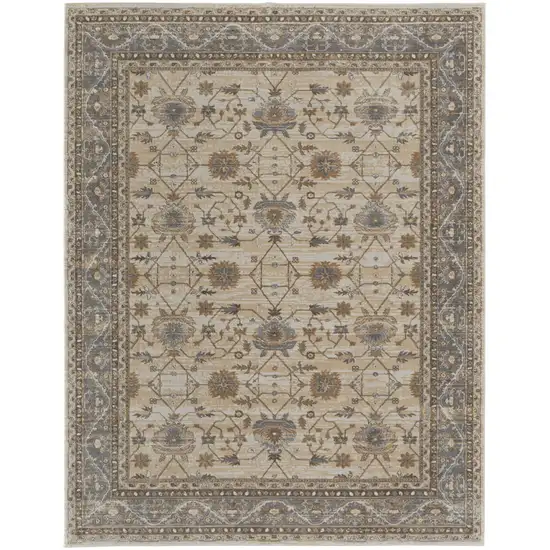 Tan Ivory And Gray Power Loom Area Rug Photo 1