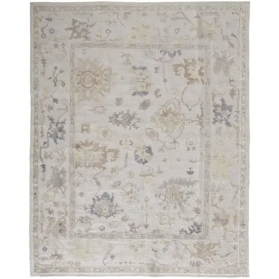 Tan Ivory And Orange Floral Hand Knotted Stain Resistant Area Rug Photo 1