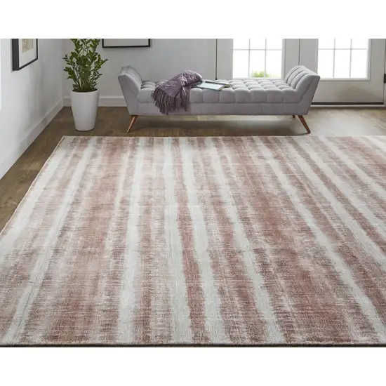 Tan Ivory And Pink Abstract Hand Woven Area Rug Photo 6