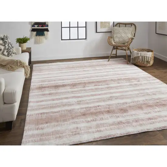 Tan Ivory And Pink Abstract Hand Woven Area Rug Photo 5