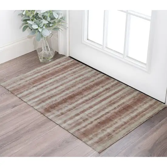 Tan and Ivory Abstract Hand Woven Area Rug Photo 1