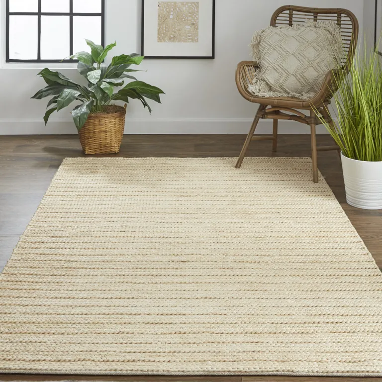 Tan Ivory And Taupe Hand Woven Area Rug Photo 4