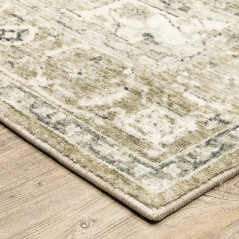 Tan Ivory Grey And Beige Oriental Power Loom Stain Resistant Area Rug Photo 5