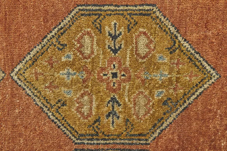 Tan Orange And Brown Wool Floral Hand Knotted Stain Resistant Area Rug Photo 2