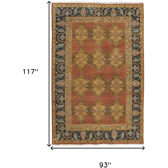 Tan Orange And Brown Wool Floral Hand Knotted Stain Resistant Area Rug Photo 9