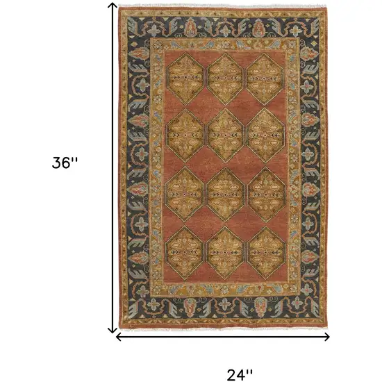 Tan Orange And Brown Wool Floral Hand Knotted Stain Resistant Area Rug Photo 7