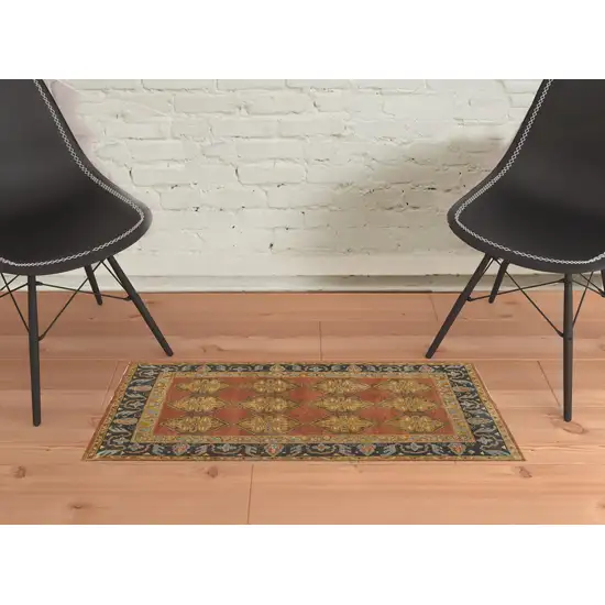 Tan Orange And Brown Wool Floral Hand Knotted Stain Resistant Area Rug Photo 2