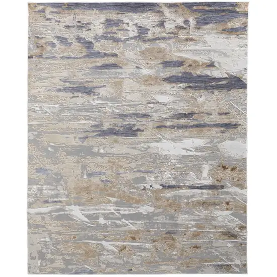 Tan Orange And Ivory Abstract Power Loom Distressed Area Rug Photo 1