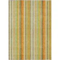 Photo of Tan Orange and Green Striped Washable Non Skid Indoor Outdoor Area Rug