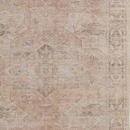 Tan Orange and Ivory Oriental Hand Woven Distressed Area Rug With Fringe Photo 9