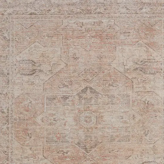 Tan Orange and Ivory Oriental Hand Woven Distressed Area Rug With Fringe Photo 9