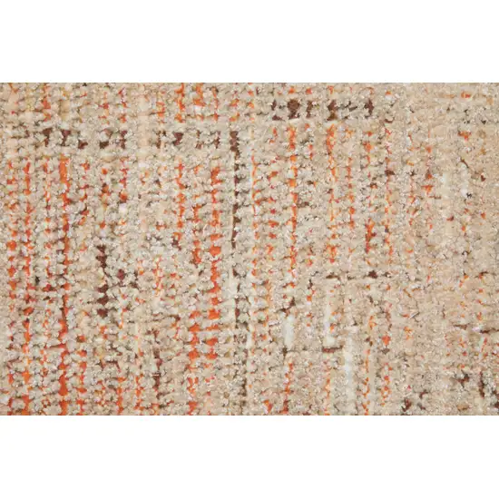 Tan Orange and Ivory Oriental Hand Woven Distressed Area Rug With Fringe Photo 8