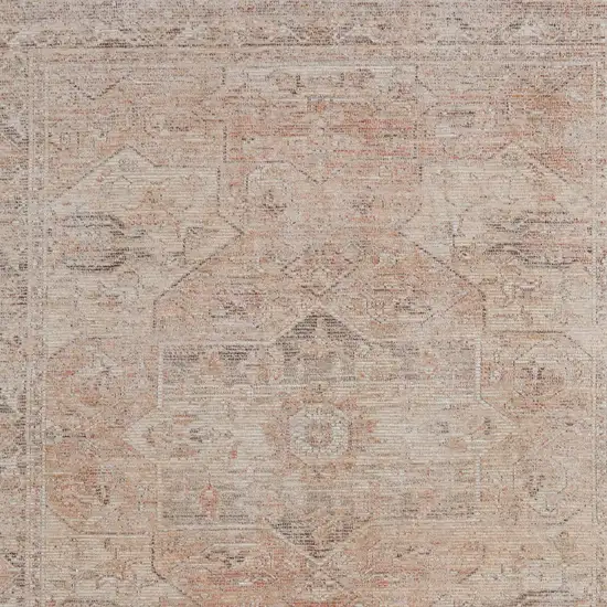 Tan Orange and Ivory Oriental Hand Woven Distressed Area Rug With Fringe Photo 9