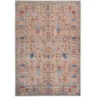 Photo of Tan Pink And Blue Floral Power Loom Area Rug