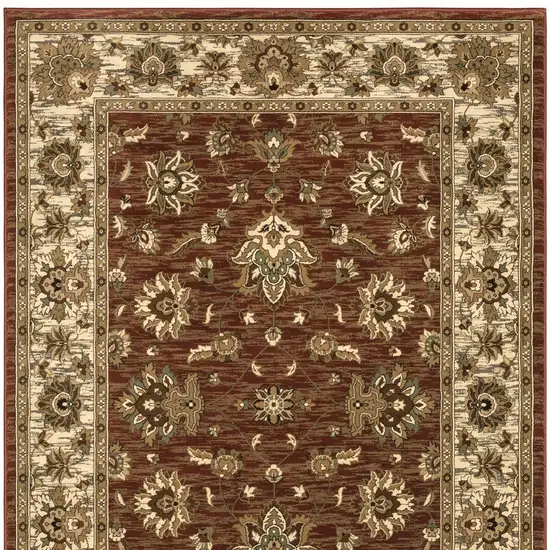 Tan Red And Ivory Floral Area Rug Photo 5