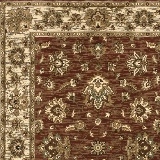 Tan Red And Ivory Floral Area Rug Photo 4