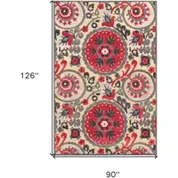 Photo of Tan Red and Taupe Paisley Power Loom Area Rug