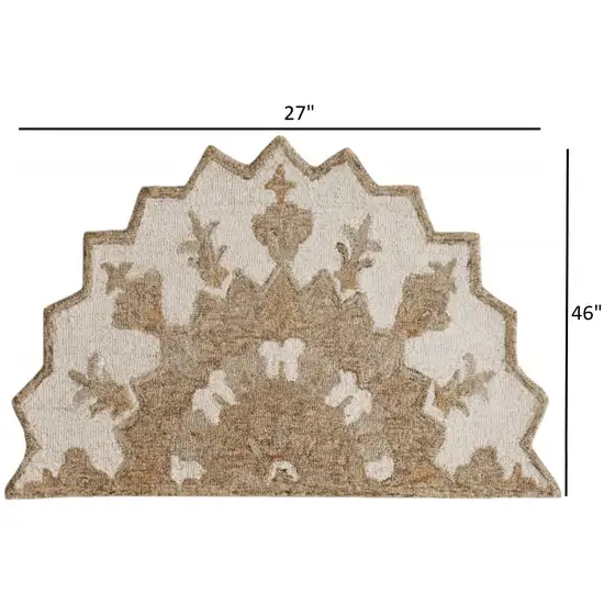 Tan Retro Modern Medallion Hearth Rug Photo 4