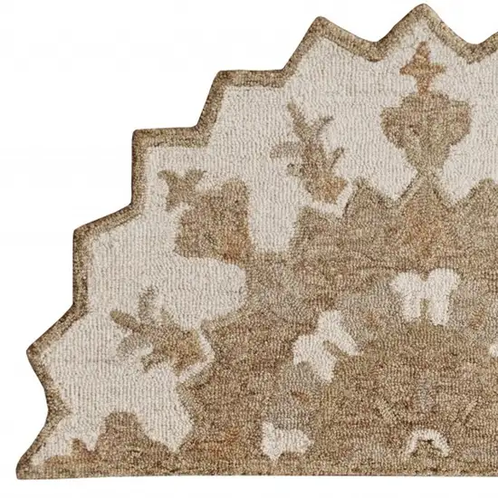 Tan Retro Modern Medallion Hearth Rug Photo 9