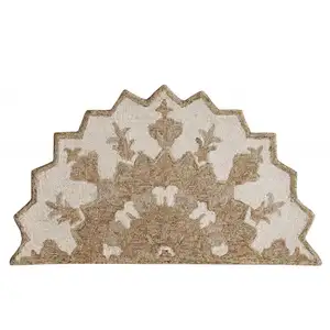 Photo of Tan Retro Modern Medallion Hearth Rug