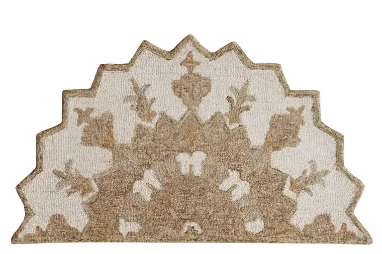 Tan Retro Modern Medallion Hearth Rug Photo 1