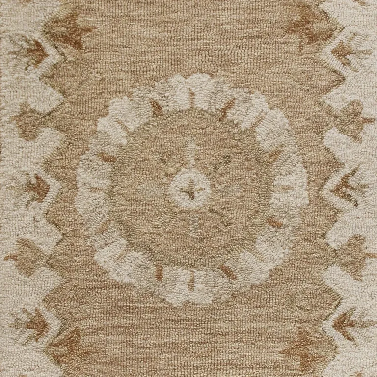 Tan Retro Modern Medallion Runner Rug Photo 2