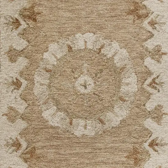 Tan Retro Modern Medallion Runner Rug Photo 2