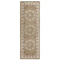 Photo of Tan Retro Modern Medallion Runner Rug