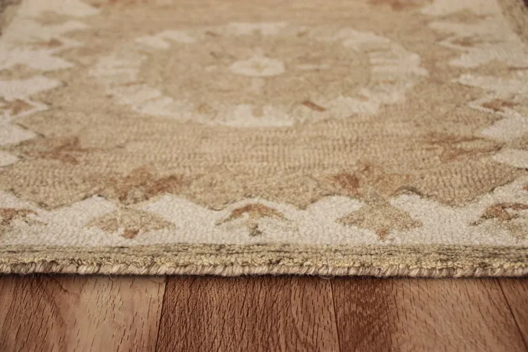 Tan Retro Modern Medallion Runner Rug Photo 3